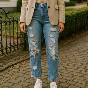 GARAGE Skinny Jeans Womens Size 7 Blue Distressed Ripped Light Wash Denim